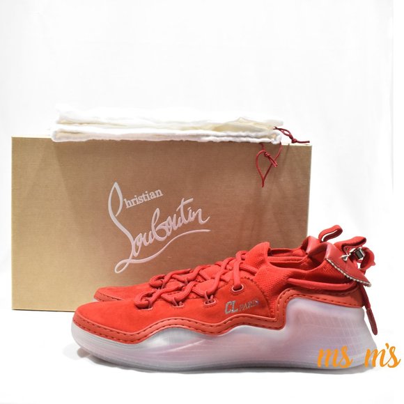 Christian Louboutin Other - NIB Christian Louboutin Donna Clear Sole Red Suede Low Top Sneakers